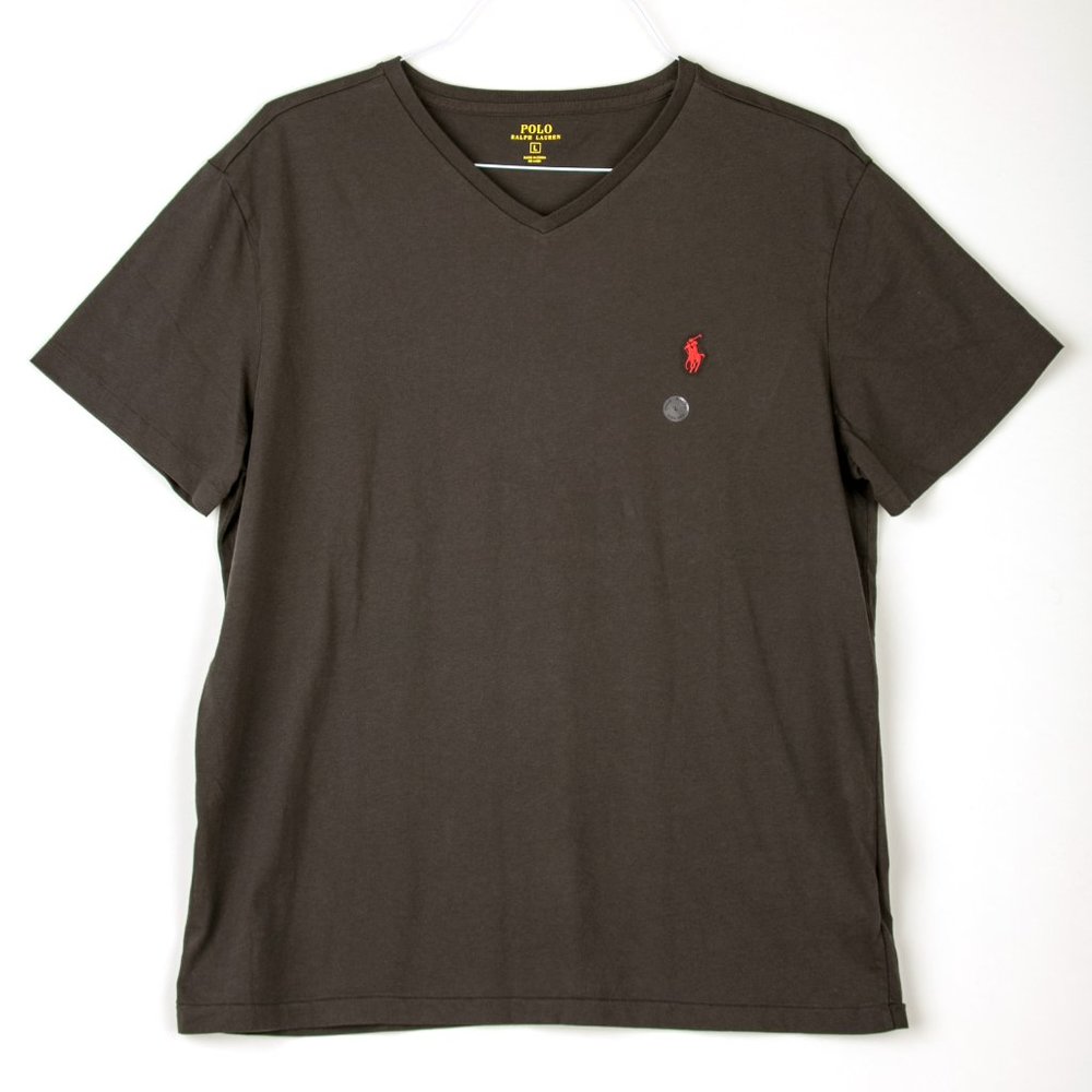 POLO Mens V-Neck Dark Gray T Shirt   Size L   NWT
